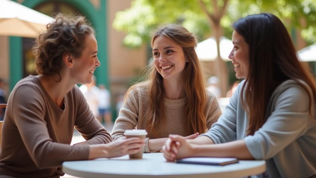an intercambio group at a café learning Spanish at the Costa Blanca